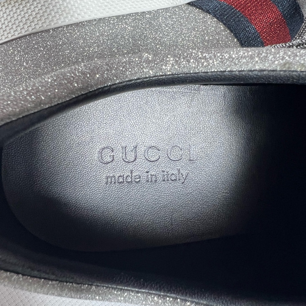 Gucci Glitter Ace Sneakers w/ Web Stripe & Stud Detail – Size 9 – full inclusion - Picture 12 of 13
